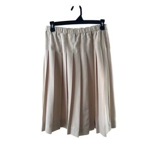 Susan Bristol Beige Pleated Midi Skirt Womens Small Elastic Waist Neutral Office